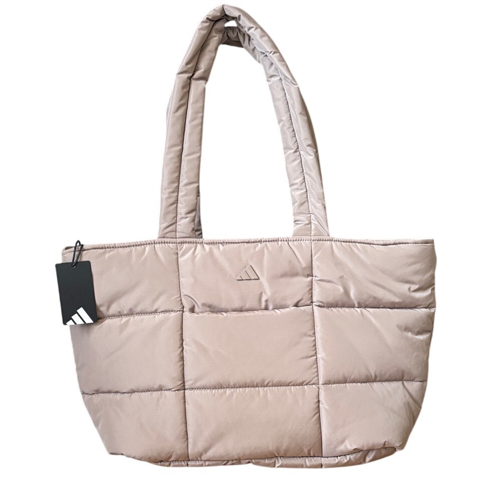 Adidas Women's Quilted All Me 3 Tote Chalky Brown Bag Puffy Winter Travel NEW